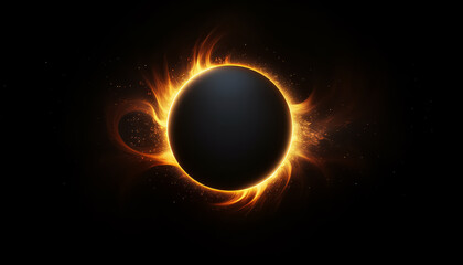 Wall Mural - portal or burning ring on black background