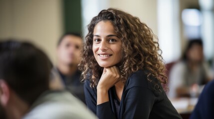 Canvas Print - Close-up of determined sociolinguist leading diversity workshop