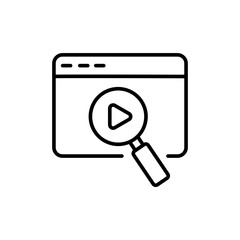 Poster - Video search outline icons, minimalist vector illustration ,simple transparent graphic element .Isolated on white background