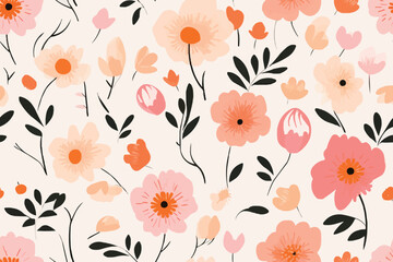 Wall Mural - Watercolor seamless pattern of delicate flowers. Beautiful print for textile and design.