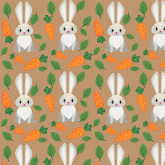 Wall Mural - Vector children's illustration. Forest animals, hares and carrots. The pattern for printing.