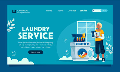 laundry service landing page in flat design