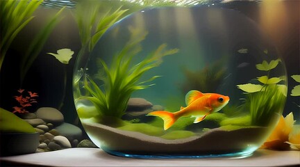 Wall Mural - Underwater Serenity: The Goldfish’s Garden