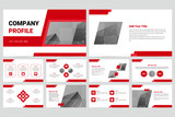 Fototapeta  - Red modern business work report slide presentation template