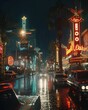 Generative AI image of a cinematic scene from 2024, romantic movie, master shot, a night at las Vegas strip, rich in detail, photo texture.