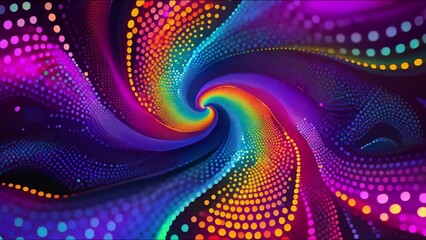 Wall Mural -  Vibrant digital swirl with a halftone pattern blending a spectrum of colors, depicting motion and energy