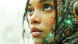 Portrait of a prototype of a transhuman woman. Generative AI.