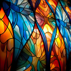 Poster - Abstract patterns created by light through stainedglass