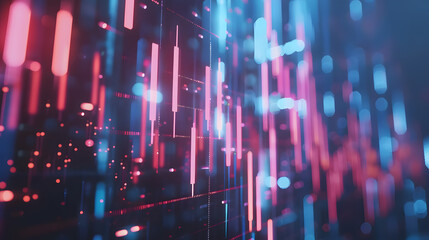 Poster - financial chart on the digital screen. Abstract financial background. Double exposure.