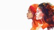 Two Women Standing Together. A watercolor brushstroke illustration. International Women's Day. Banner for March 8. Women's rights movement