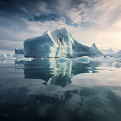 Poster - Iceberg floating in a tranquil arctic ocean.