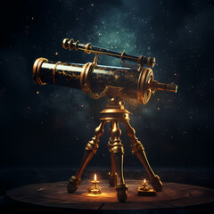 Poster - Old-fashioned telescope pointing towards the stars