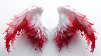 Wall Mural - bloody angel wings on a white background. Generative AI