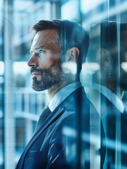 Man Standing in Front of Glass Wall