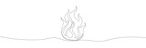 Fototapeta Konie - Continuous line fire one line drawing isolated vector fire illustration