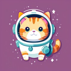 Wall Mural - Adventurous Tabby Cat Astronaut in Outer Space