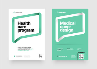 a medical cover design for a health care program featuring with text frame. font and paper product u