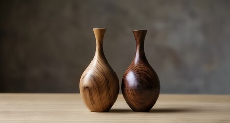 Poster -  Elegant wooden vases, perfect for home decor