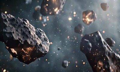 Wall Mural - burning meteorites in outer space. the concept of space and astronomy.
