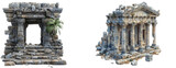 ancient temple ruins isolated on transparent background, element remove background, element for design.