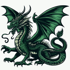 myth animal green dragon realistic vector