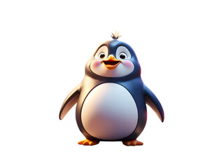 Canvas Print - Delightful and chubby cartoon penguin. Isolated