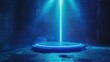 Blue neon light product background stage or podium