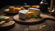 large pieces of cheese beautifully laid out on a dark background
