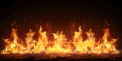 Sticker - Fire blazes with intense heat on black background