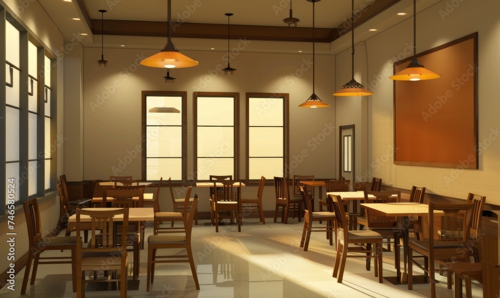 mockup interior of a restaurant design Stock Illustration | Adobe Stock