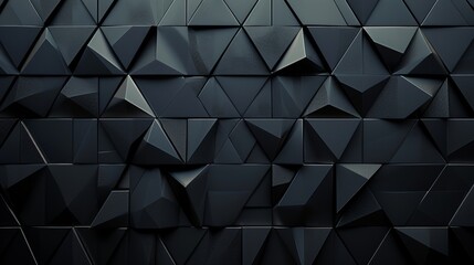 Wall Mural - Generative AI image of Polished, Semigloss Wall background with tiles. Triangular, tile Wallpaper with 3D, Black blocks. 3D Render