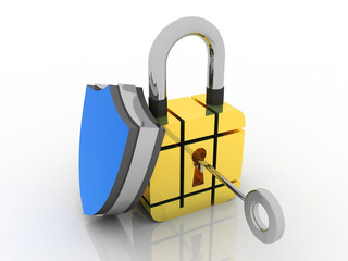 Poster - 3d illustration Security shield concept
