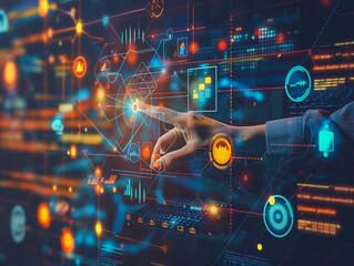 Aufkleber - Finance and Investment, data analysis concept. Business analysis calculates financial report and analyzing market data