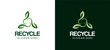 recycling triangle with natural green leaves, recycling ecology logo design