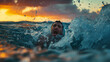 Drowning Desolation A Male Figure's Scream Illustrates the Concept of Tragedy in Troubled Waters