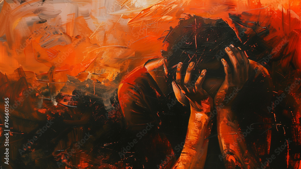 Illustration Stock An evocative painting captures the torment of a ...