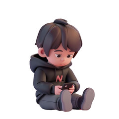 Sticker - boy character stares his phone