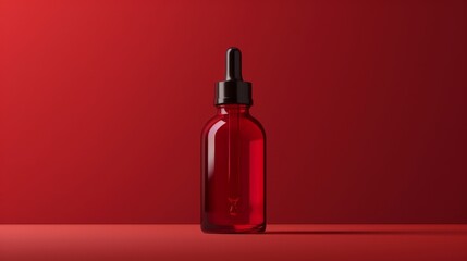 red cosmetic dropper bottle - minimalist beauty product mockup