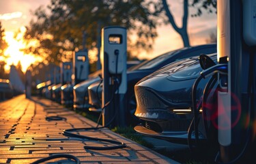 A sleek and modern electric car charging station showcasing the latest in sustainable transportation technology.