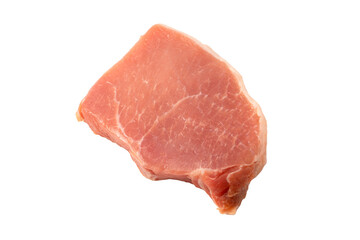 Raw pork pieces isolated on a white background.