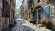 Charming Cobblestone Streets of a Vintage Village