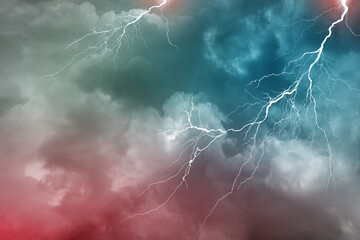 Wall Mural - lightning, thunder cloud dark cloudy sky