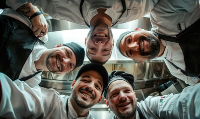 Wall Mural - A happy smiling chef team in chef clothes