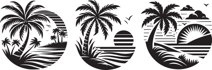 palm trees on a tropical island, dream vacation laser cutting engraving