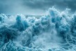 Dramatic Ocean Waves Crashing with Intense Power, Marine Force of Nature Seascape, Dynamic Sea Wave Texture, Oceanic Weather Elements in Motion