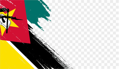 Wall Mural - Mozambique flag with brush paint textured isolated  on png or transparent background. vector illustration