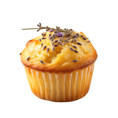 Wall Mural - front view of single lavender lemon muffin isolated on a white transparent background