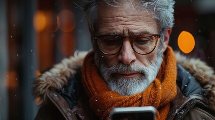 Aufkleber - A close-up of a man using a mobile smart phone
