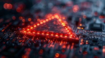 Fototapete - Warning of a hacked system, cyber attack on a computer network. With Cybersecurity vulnerability, data breach, illegal connections, compromise of information. With malicious software, a virus, and