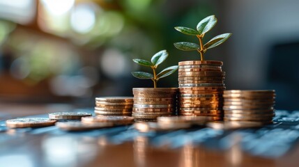 Poster - An interest rate and dividend concept, businessman calculating income and return on investment, retire, invest, fund compensation, dividend tax, stock market, save, trade.